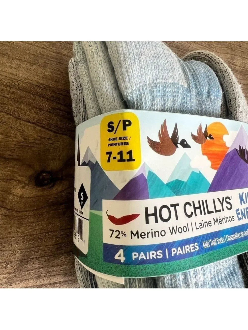 Hot Chillys 72% Merino Wool 4 Pack Youth Trail Sock Size Small 7 – 11